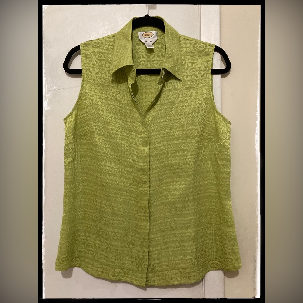 Talbots Lime Green Sleeveless Button-Down Top